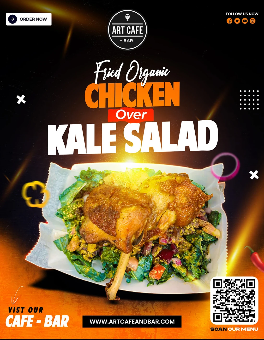 Art Café chicken over kale salad feature