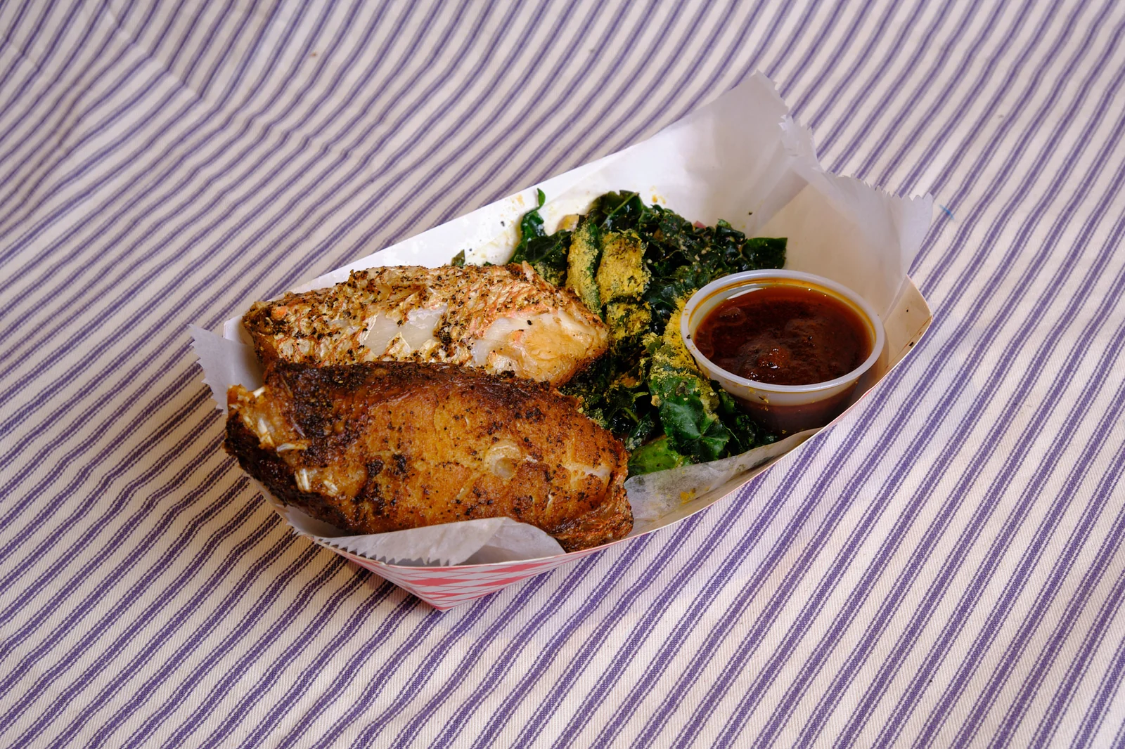 Fish and kale dish at Art Café